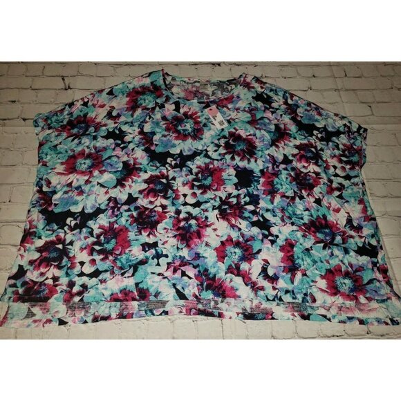 Nwt East 5th Women's Size Small Abby Multicolored Floral Bat Wing Sleeve Blouse - Picture 1 of 1